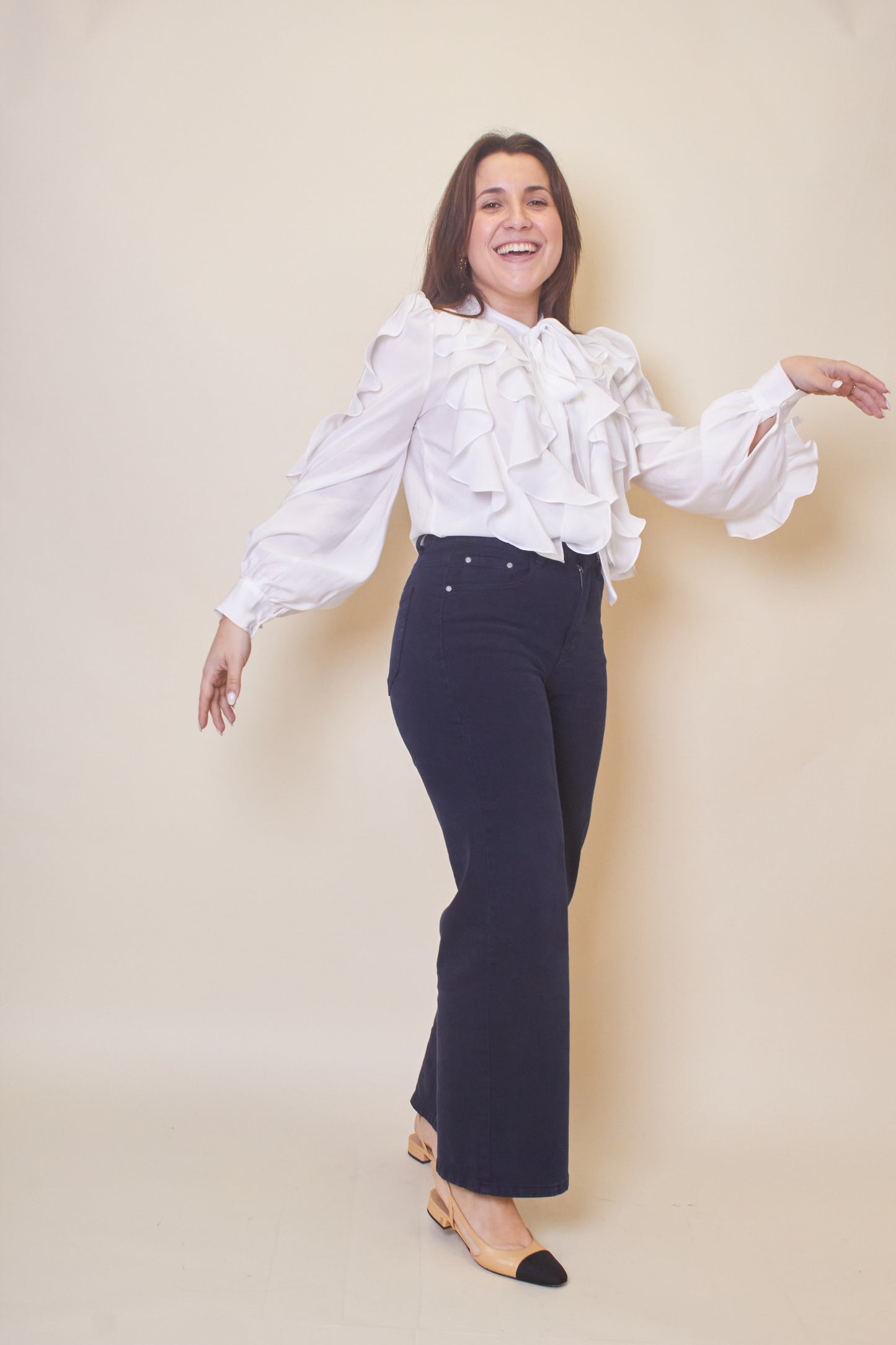 Camisa Folhos Branca