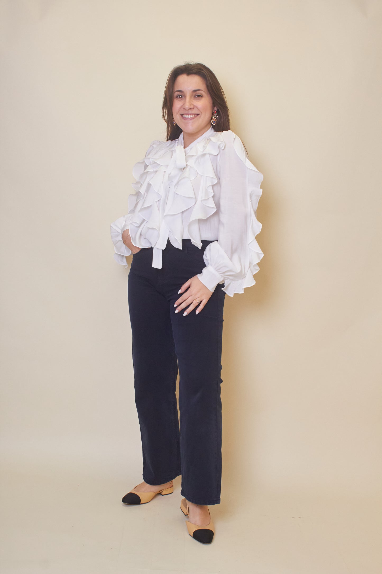 Camisa Folhos Branca