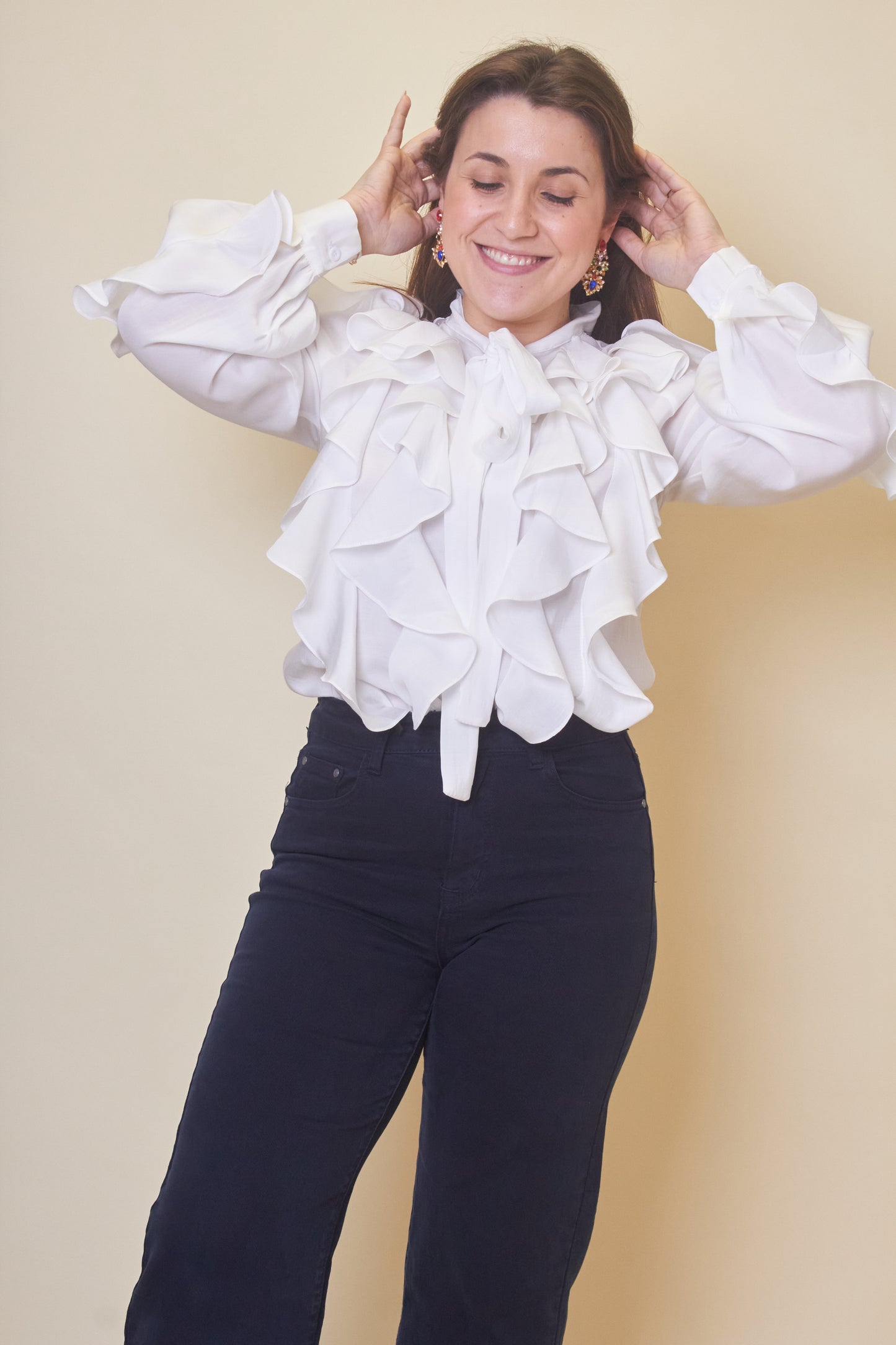 Camisa Folhos Branca