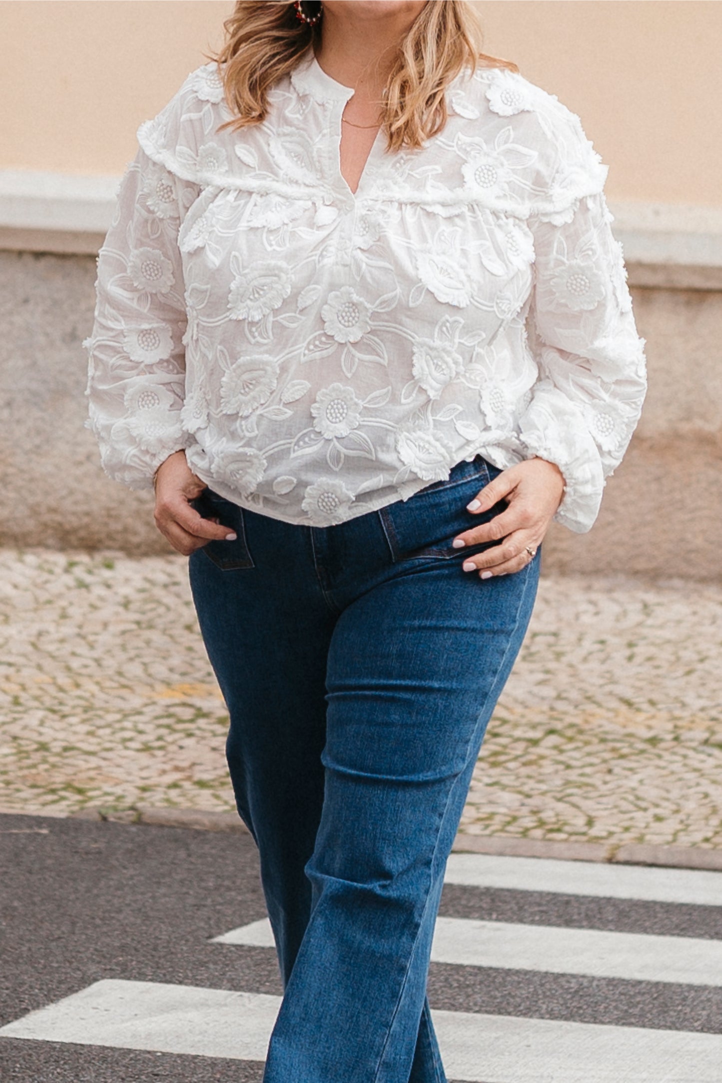 White lace shirt